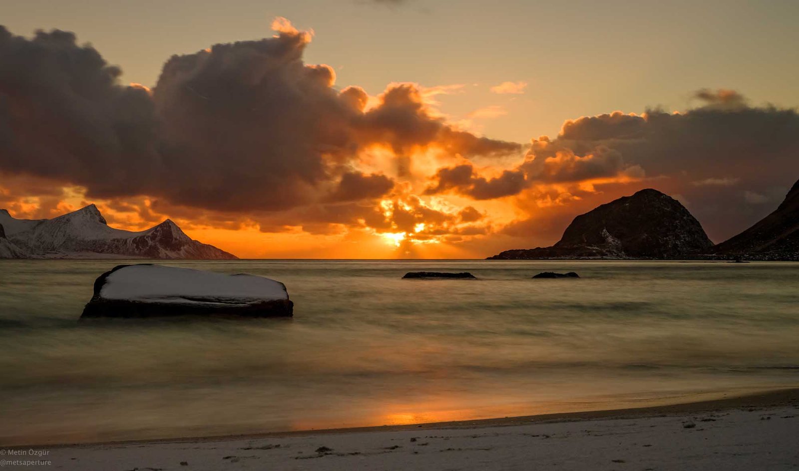 Sunset at Haukland Beach